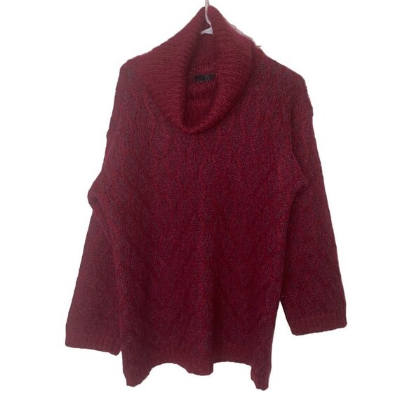 Carole Little Vintage Womens Sweater Size Medium Burgundy Mohair Blend Cowl Neck - Picture 9 of 10